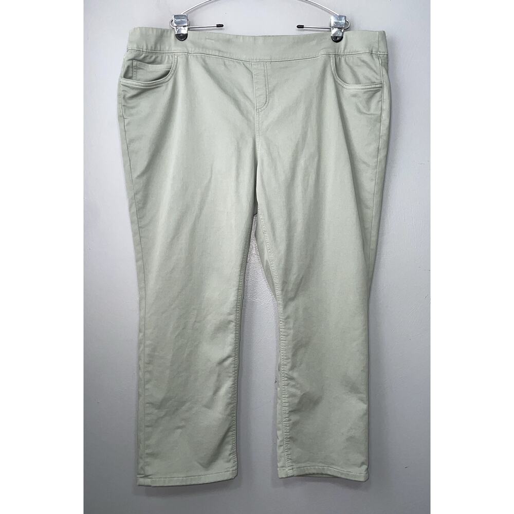 D&CO Pull on Jeans Plus Size 2XP Petite Alpine Frost Green Comfy Knit Straight